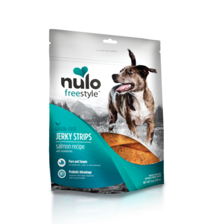 Nulo Nulo Freestyle Jerky Strips Treats - Salmon with Strawberries Recipe For Dogs  5oz