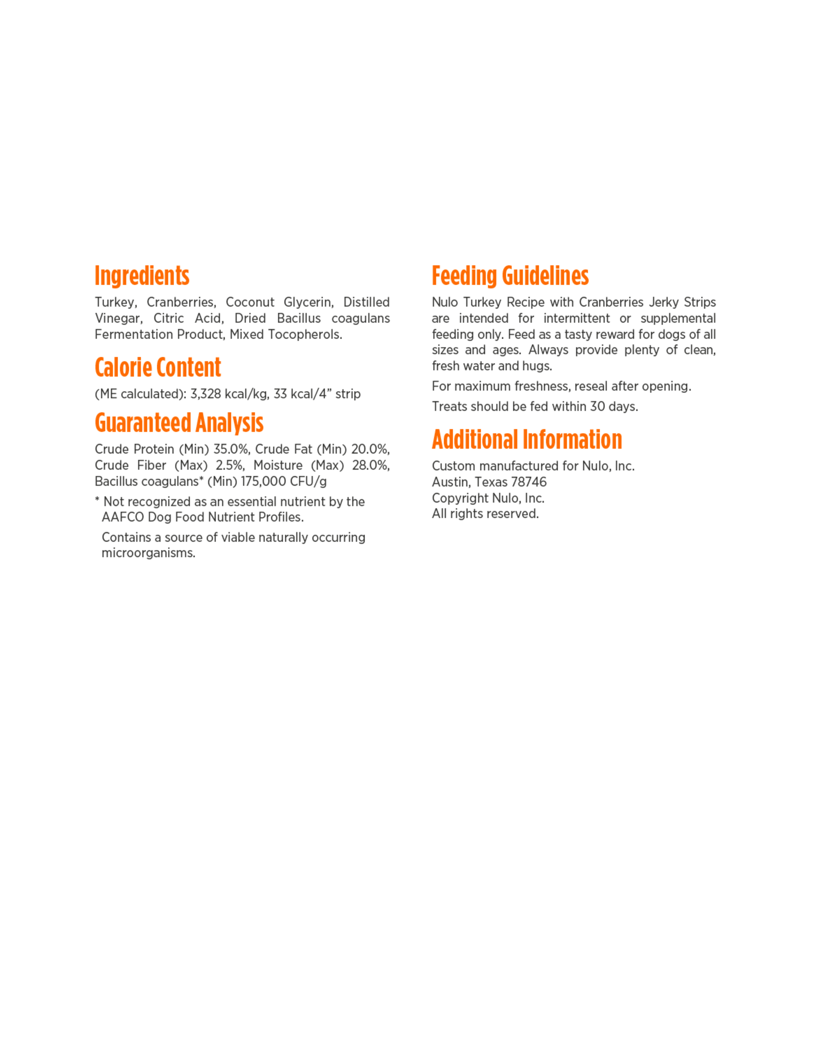 Nulo Nulo Freestyle Jerky Strips Treats - Turkey with Cranberries Recipe for Dogs 5oz