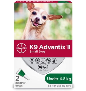 Bayer K9 Advantix II Flea and Tick Protection for Small Dogs weighing less than 4.5 kg