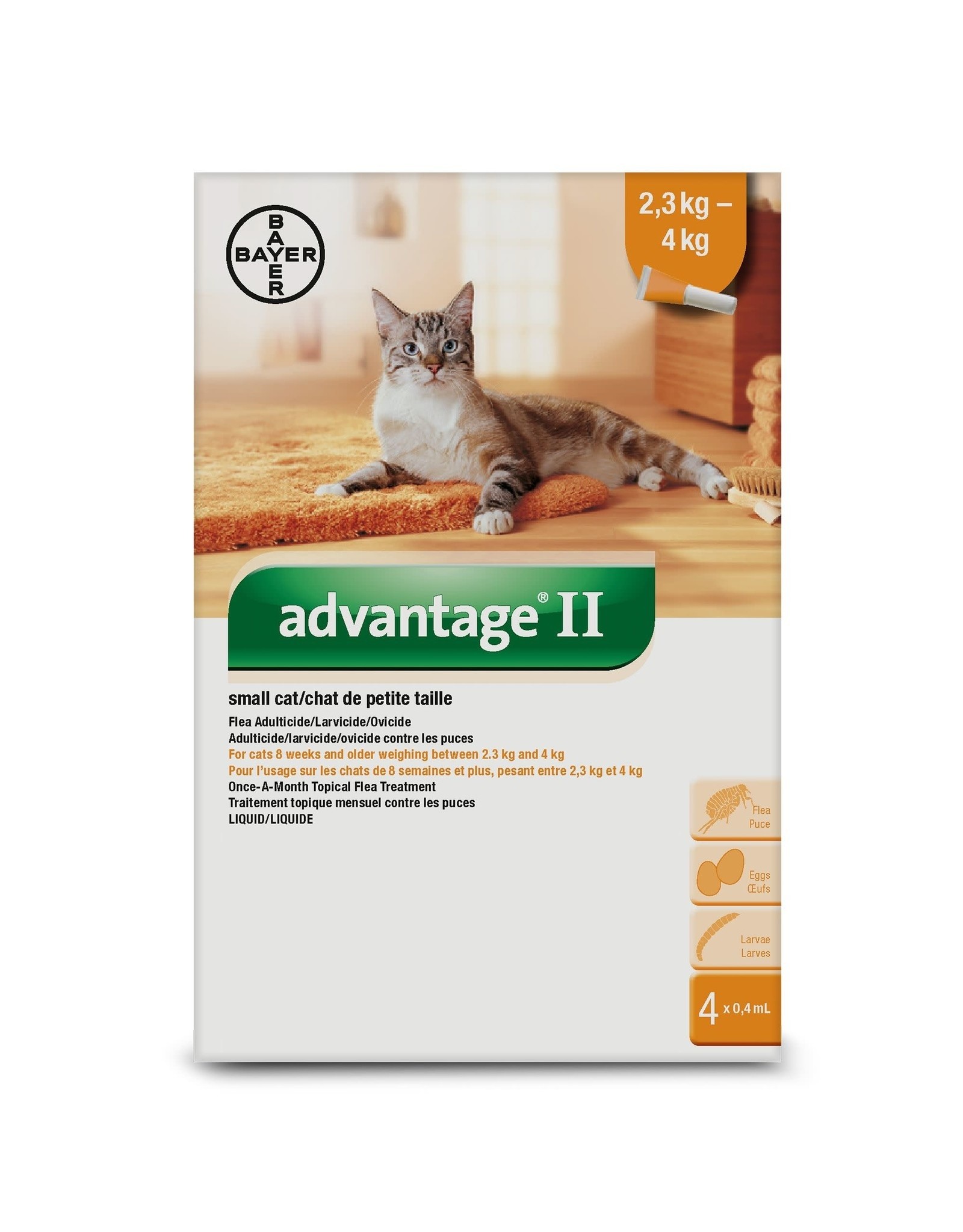 Bayer Advantage II Flea Treatment for Small Cats weighing between 2.3 kg to 4 kg