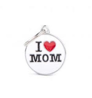 My Family Pet Tag- I Love Mom (Medium size)- Pet Name Tag