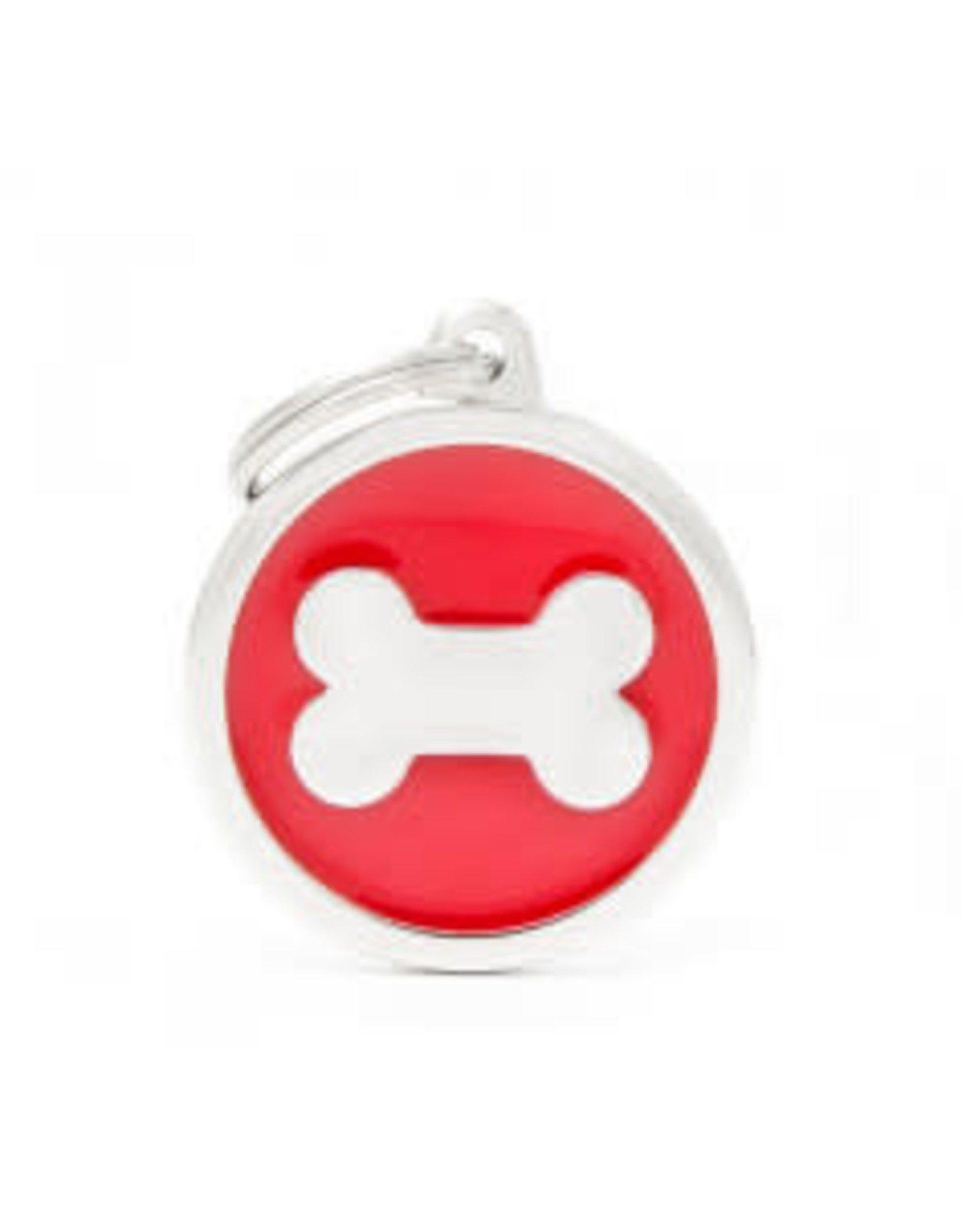 My Family Pet Tag- RED BIG CIRCLE BONE