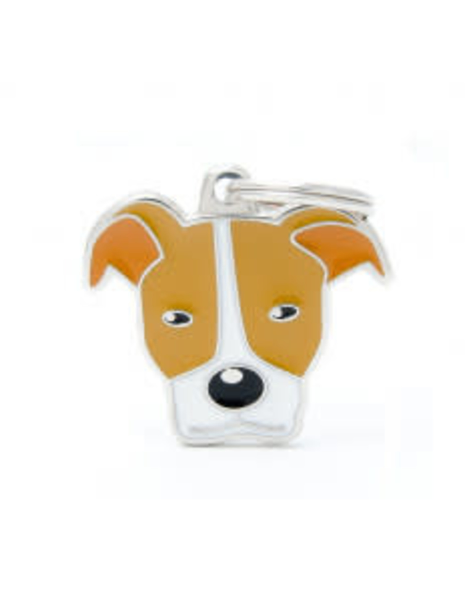 My Family Pet Tag- BROWN AND WHITE AMERICAN PIT BULL TERRIER