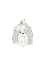 My Family Pet Tag- WHITE AND GOLD SHIH TZU