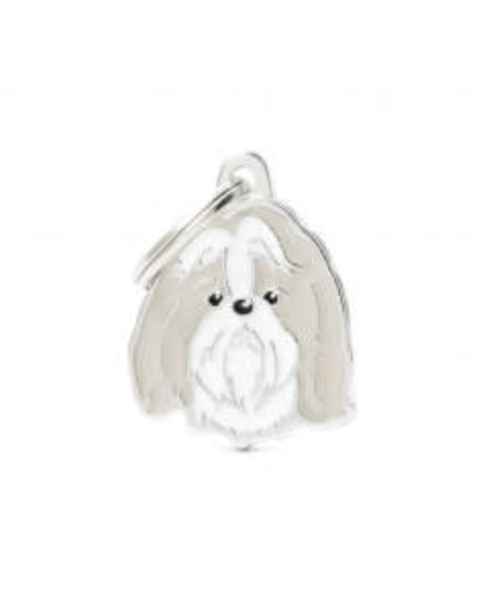 My Family Pet Tag- WHITE AND GOLD SHIH TZU
