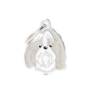 My Family Pet Tag- WHITE AND GOLD SHIH TZU