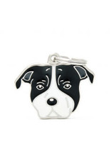 My Family Pet Tag- BLACK AND WHITE AMSTAFF