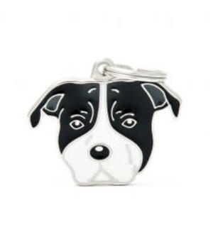My Family Pet Tag- BLACK AND WHITE AMSTAFF
