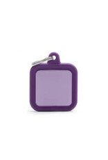 My Family Pet Tag- PURPLE SQUARE ALU PURPLE RUBBER