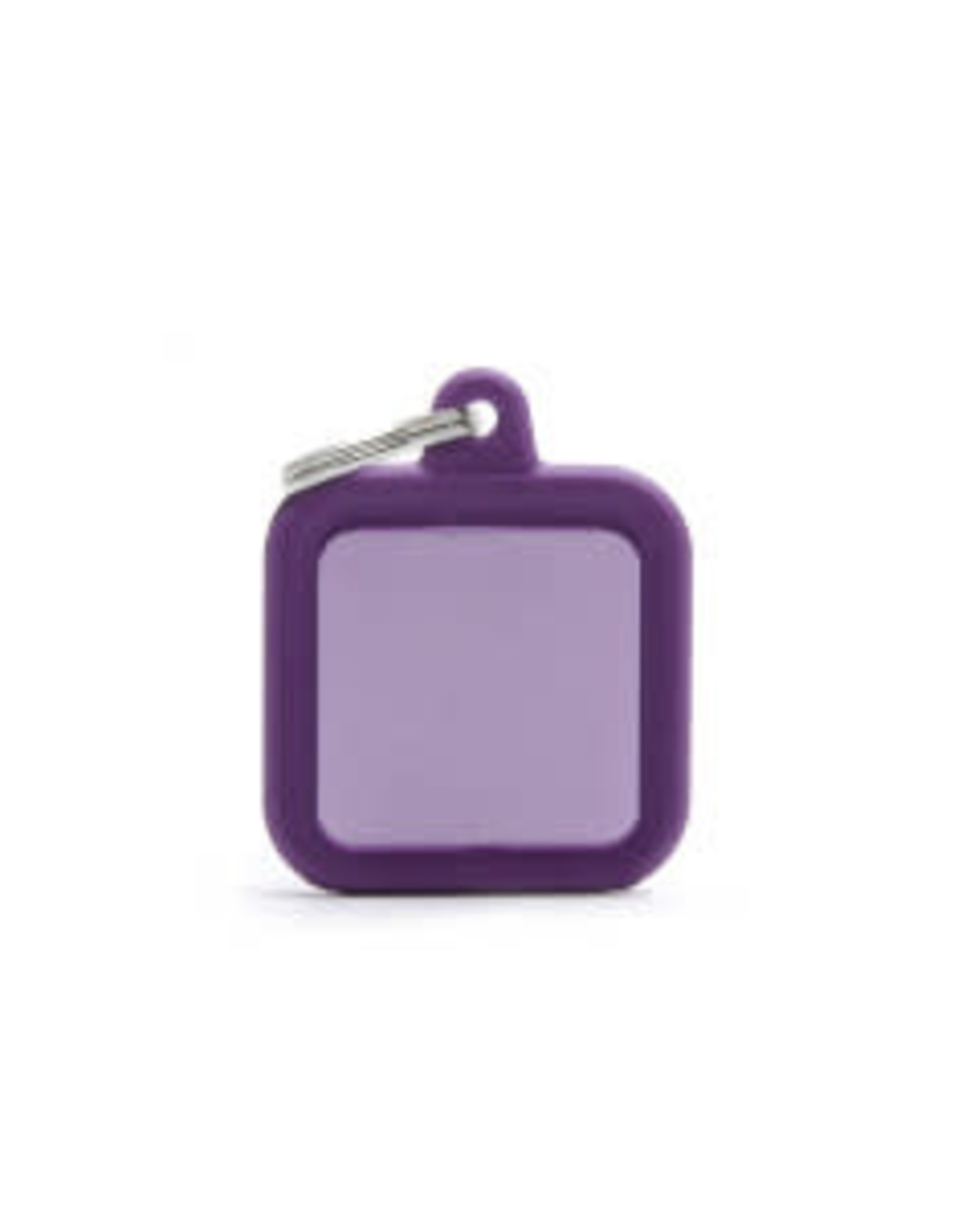My Family Pet Tag- PURPLE SQUARE ALU PURPLE RUBBER