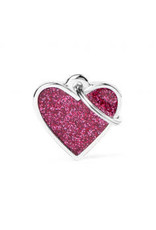 My Family Pet Tag- SMALL HEART GLITTER PINK