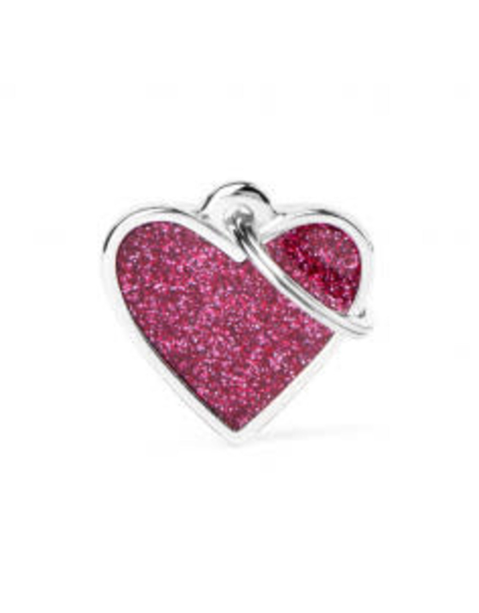 My Family Pet Tag- SMALL HEART GLITTER PINK