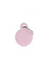 My Family Pet Name Tag-SMALL ROUND ALUMINUM PINK
