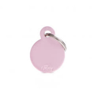 My Family Pet Name Tag-SMALL ROUND ALUMINUM PINK