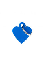 My Family Pet Name Tag-SMALL HEART ALUMINUM BLUE