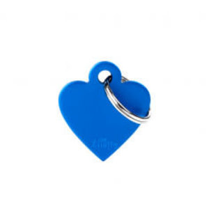 My Family Pet Name Tag-SMALL HEART ALUMINUM BLUE