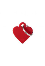 My Family Pet Name Tag-SMALL HEART ALUMINUM RED