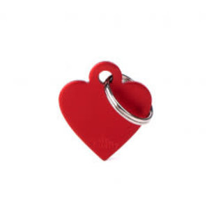 My Family Pet Name Tag-SMALL HEART ALUMINUM RED