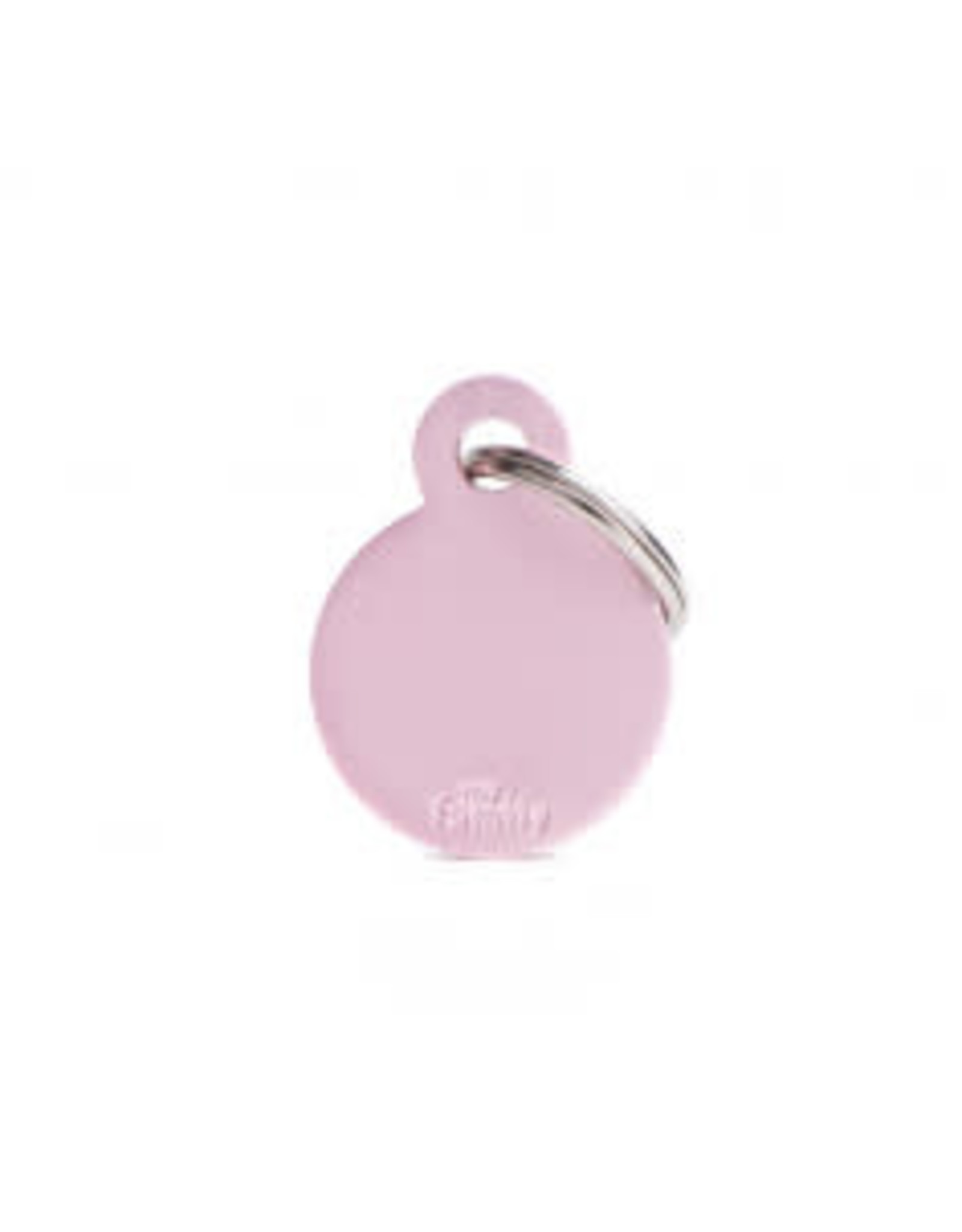 My Family Pet Name Tag-BIG ROUND ALUMINUM PINK