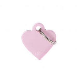My Family Pet Name Tag-SMALL HEART ALUMINUM PINK