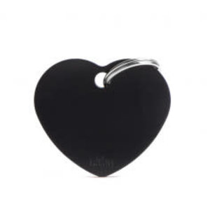 My Family Pet Name Tag-BIG HEART ALUMINUM BLACK