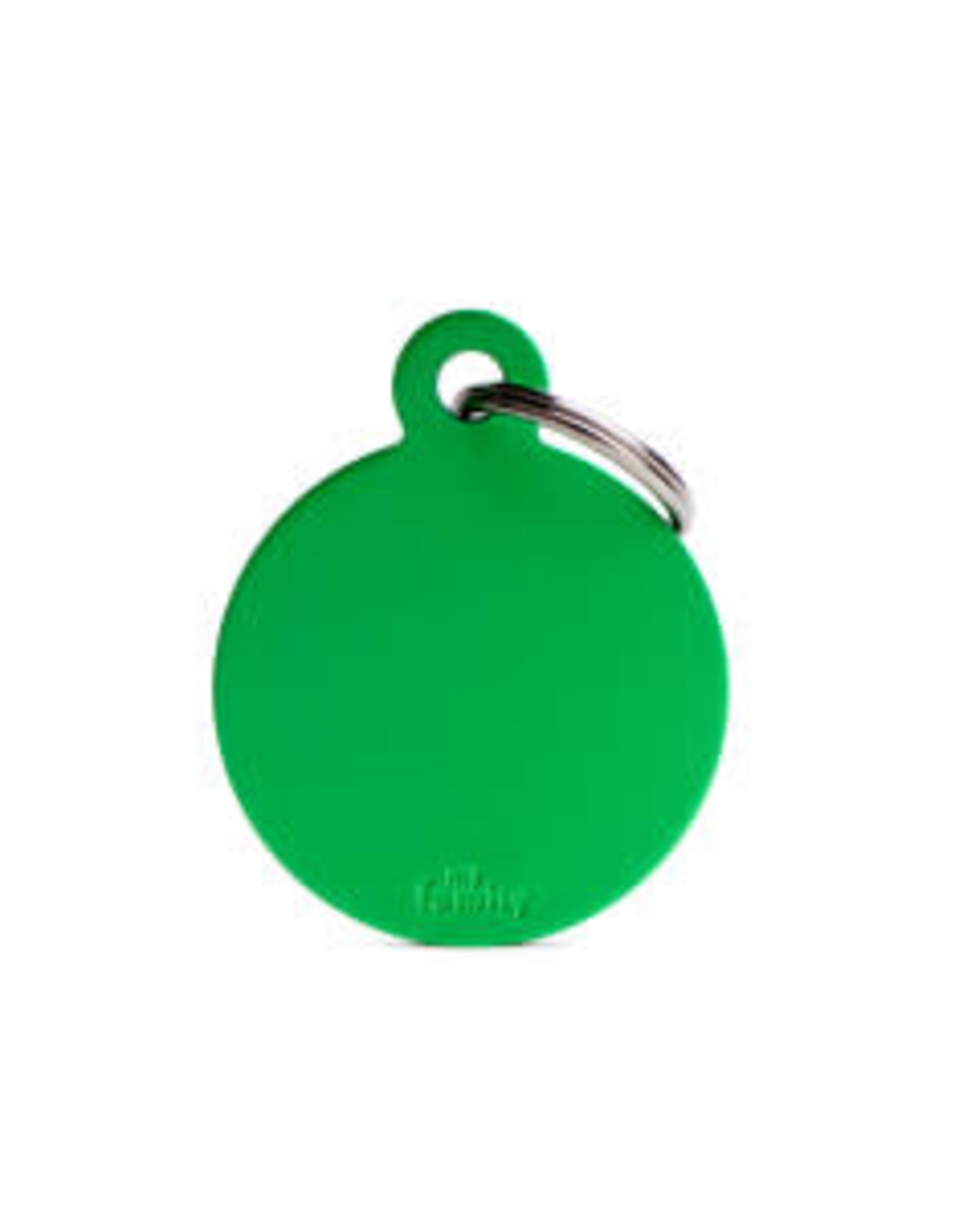 My Family Pet Name Tag-BIG ROUND ALUMINUM GREEN