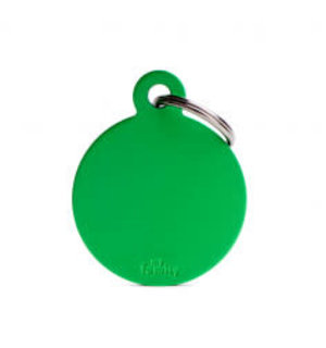 My Family Pet Name Tag-BIG ROUND ALUMINUM GREEN