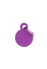 My Family Pet Name Tag-SMALL ROUND ALUMINUM PURPLE