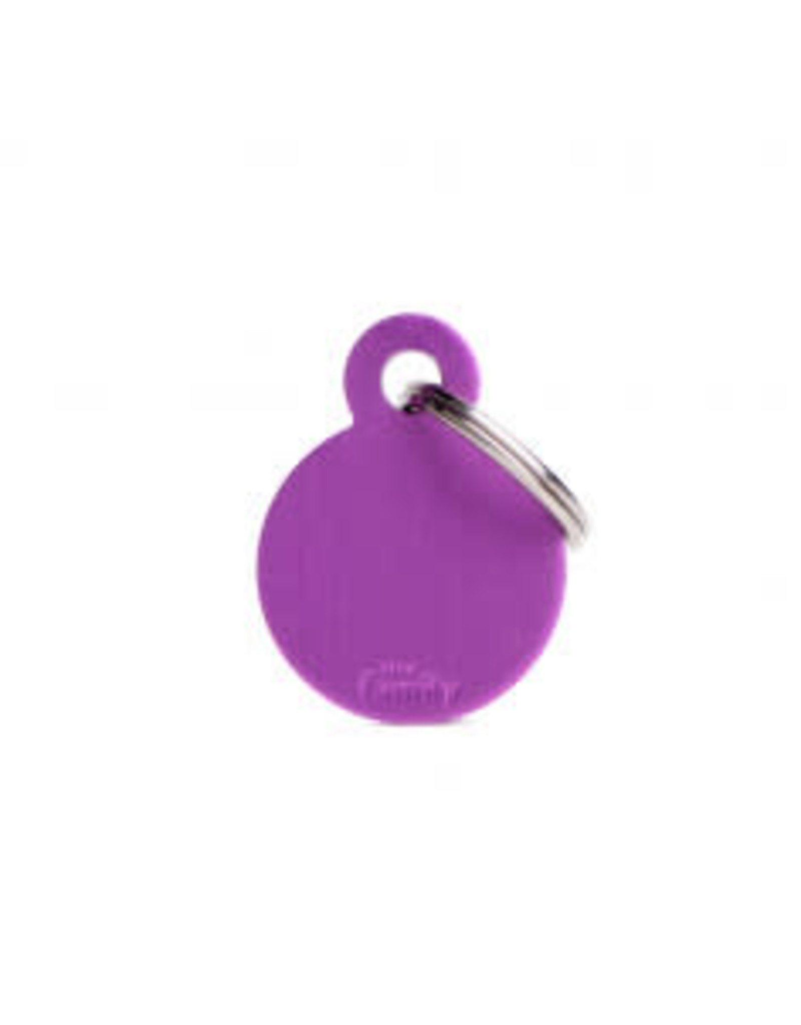 My Family Pet Name Tag-SMALL ROUND ALUMINUM PURPLE