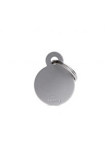 My Family Pet Name Tag-SMALL ROUND ALUMINUM GREY