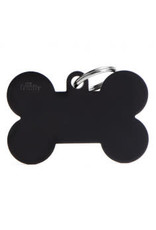 My Family Pet Name Tag-BLACK XL ALUMINUM BONE