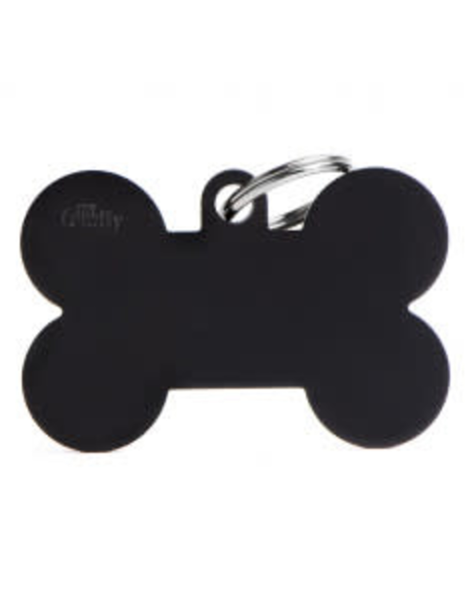 My Family Pet Name Tag-BLACK XL ALUMINUM BONE