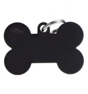 My Family Pet Name Tag-BLACK XL ALUMINUM BONE