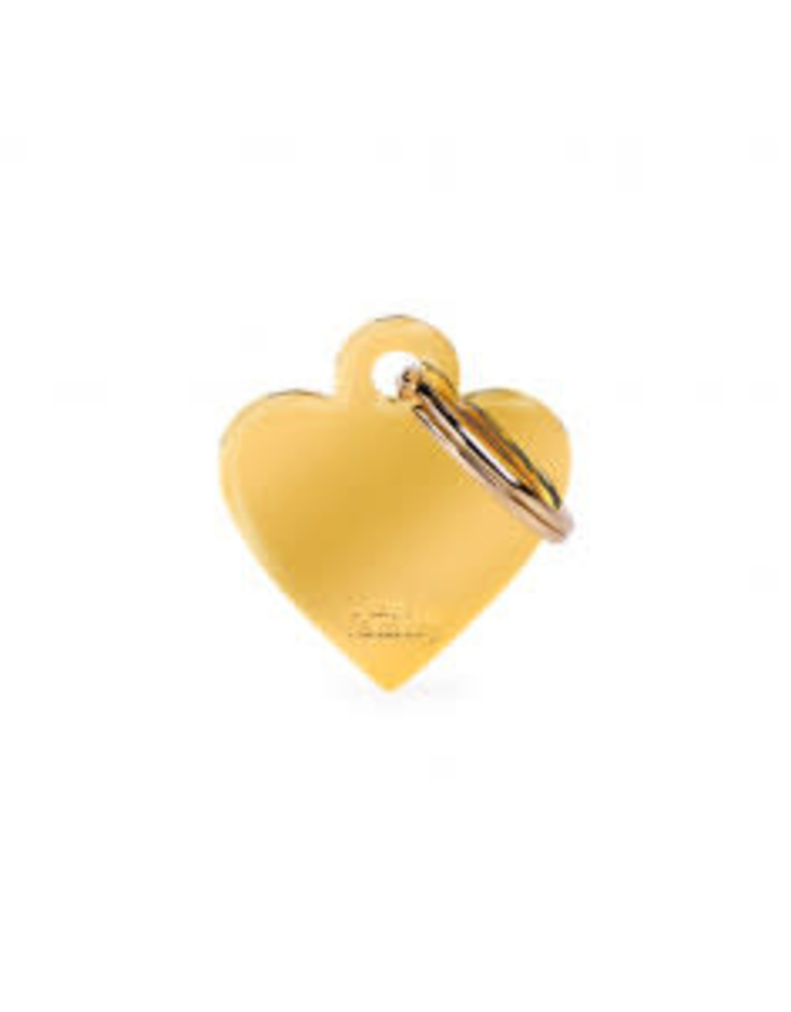 My Family Pet Name Tag-SMALL HEART GOLDEN BRASS