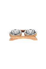 ADVANCE PET Advance Pet Wood Double Dinner with Stainless Steel Bowls 2x1qt ADVANCE PET Advance Pet Wood Double Dinner with Stainless Steel Bowls 2x1qt