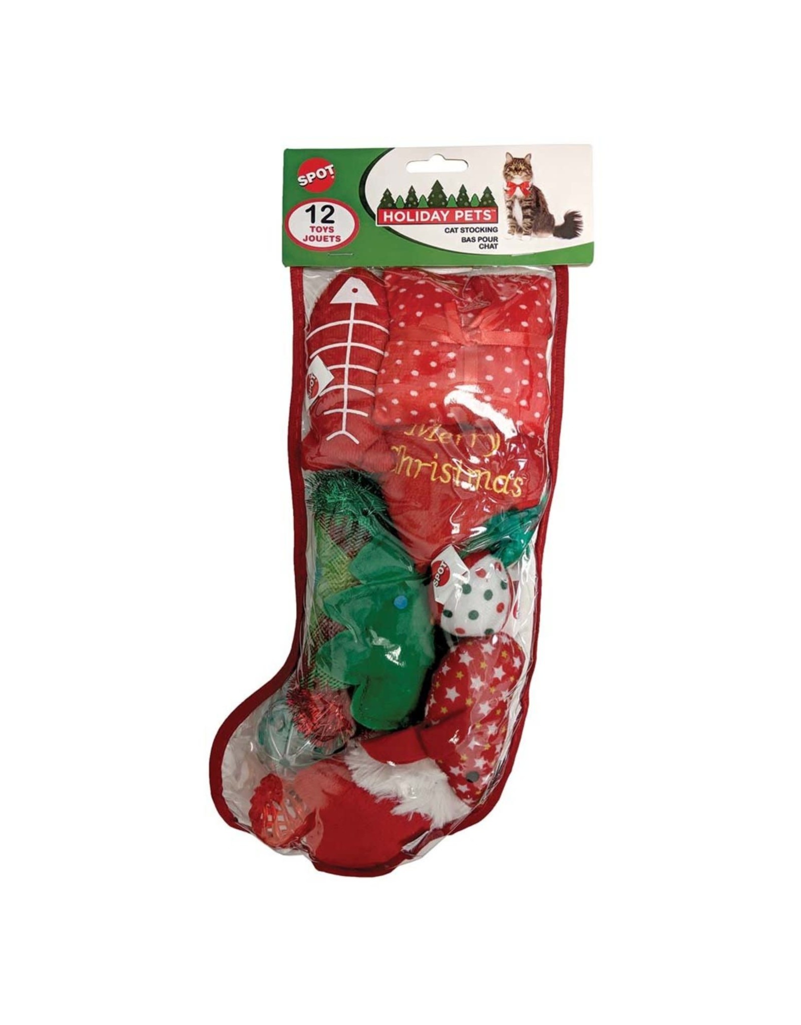 Spot Spot Christmas Toy Stocking with Cat Toys Large 12pc