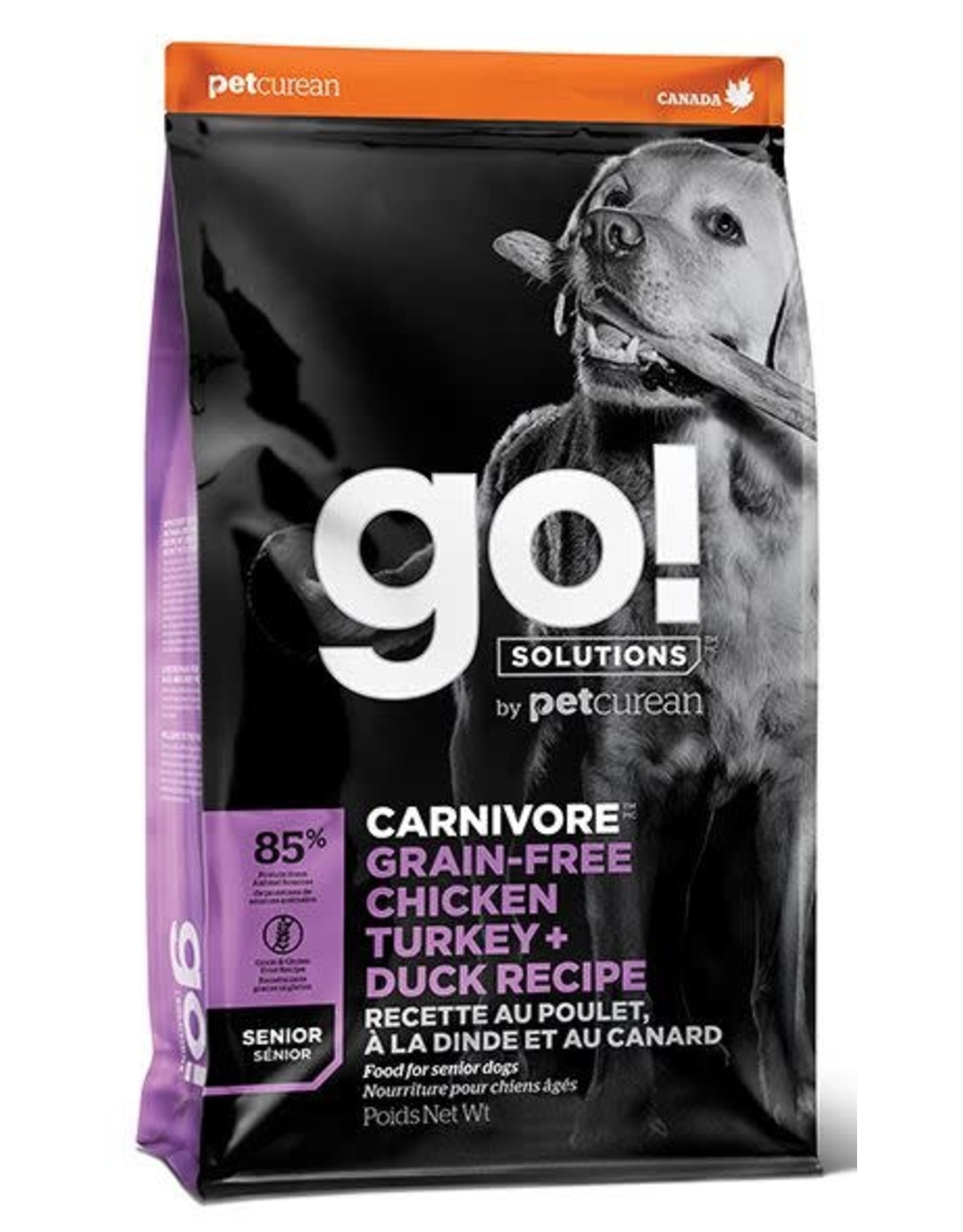Go Solutions Go Carnivore Grain Free Chicken Turkey Duck Recipe for Senior Dogs 22Lb