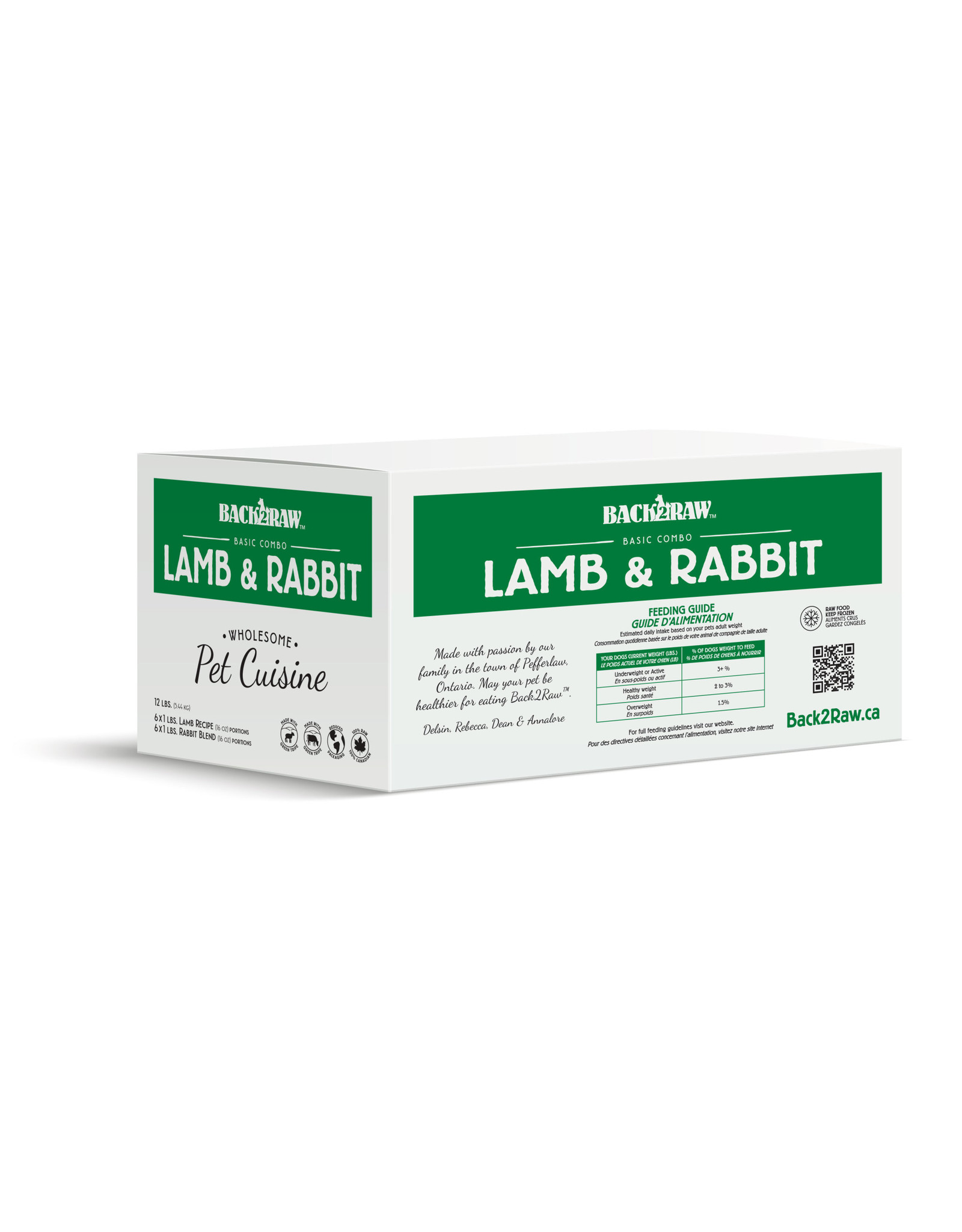 Back2Raw Back2Raw-Basic Patty Lamb / Rabbit Blend - 12lb Box