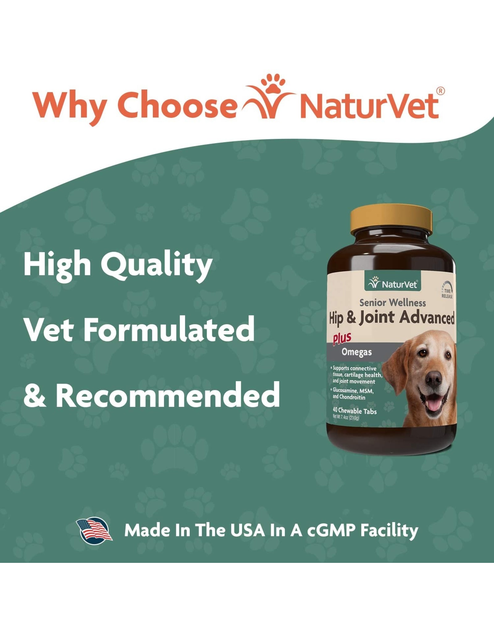 NaturVet® NaturVet Senior Wellness Hip & Joint Chewable Tablet Supplement for Dogs with Omegas for Advanced Joint Support (40 ct)