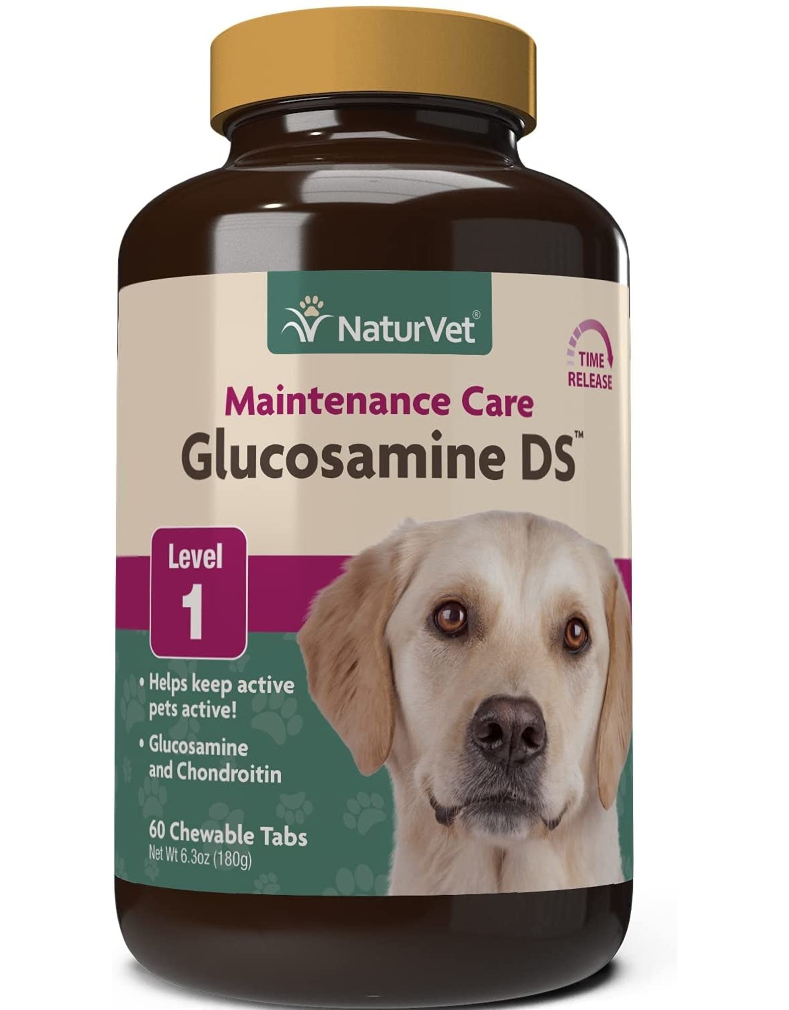 NaturVet® NaturVet Joint Care Maintenance Chewable Tablet Supplement for Dogs and Cats, Glucosamine DS Level 1, Joint Support with Glucosamine, Chondroitin, Omega Acids(60ct)