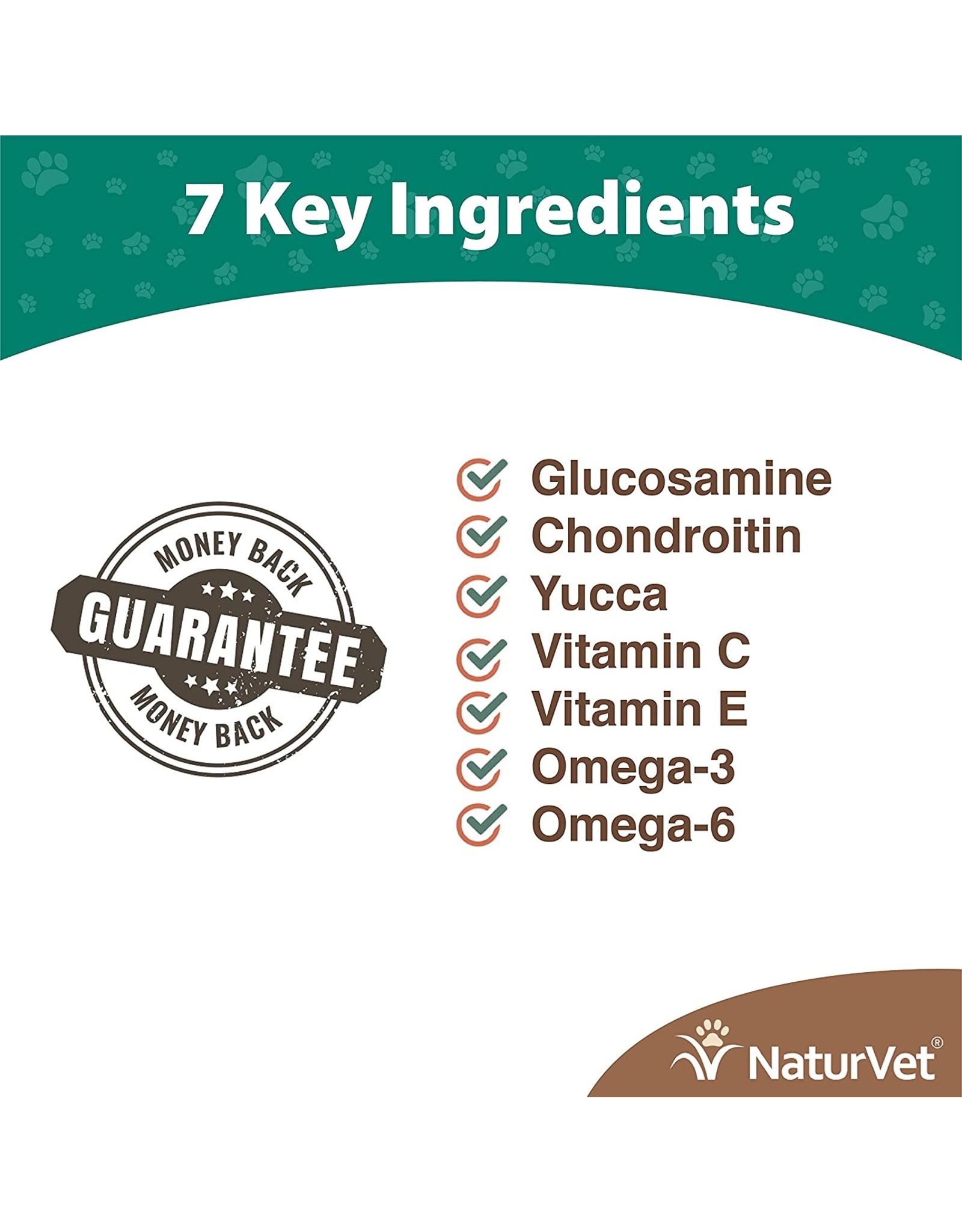 NaturVet® NaturVet Joint Care Maintenance Chewable Tablet Supplement for Dogs and Cats, Glucosamine DS Level 1, Joint Support with Glucosamine, Chondroitin, Omega Acids(60ct)