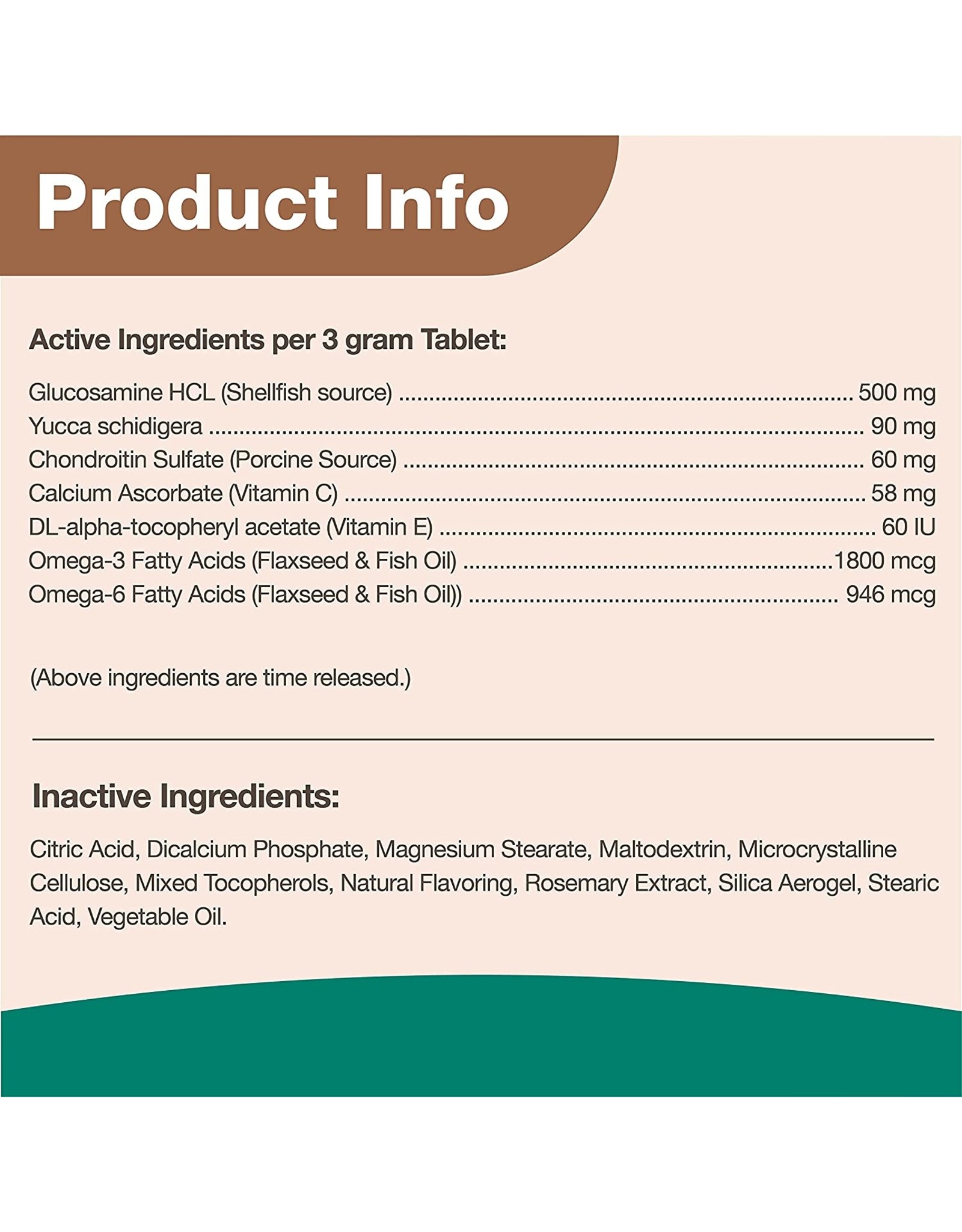 NaturVet® NaturVet Joint Care Maintenance Chewable Tablet Supplement for Dogs and Cats, Glucosamine DS Level 1, Joint Support with Glucosamine, Chondroitin, Omega Acids(60ct)