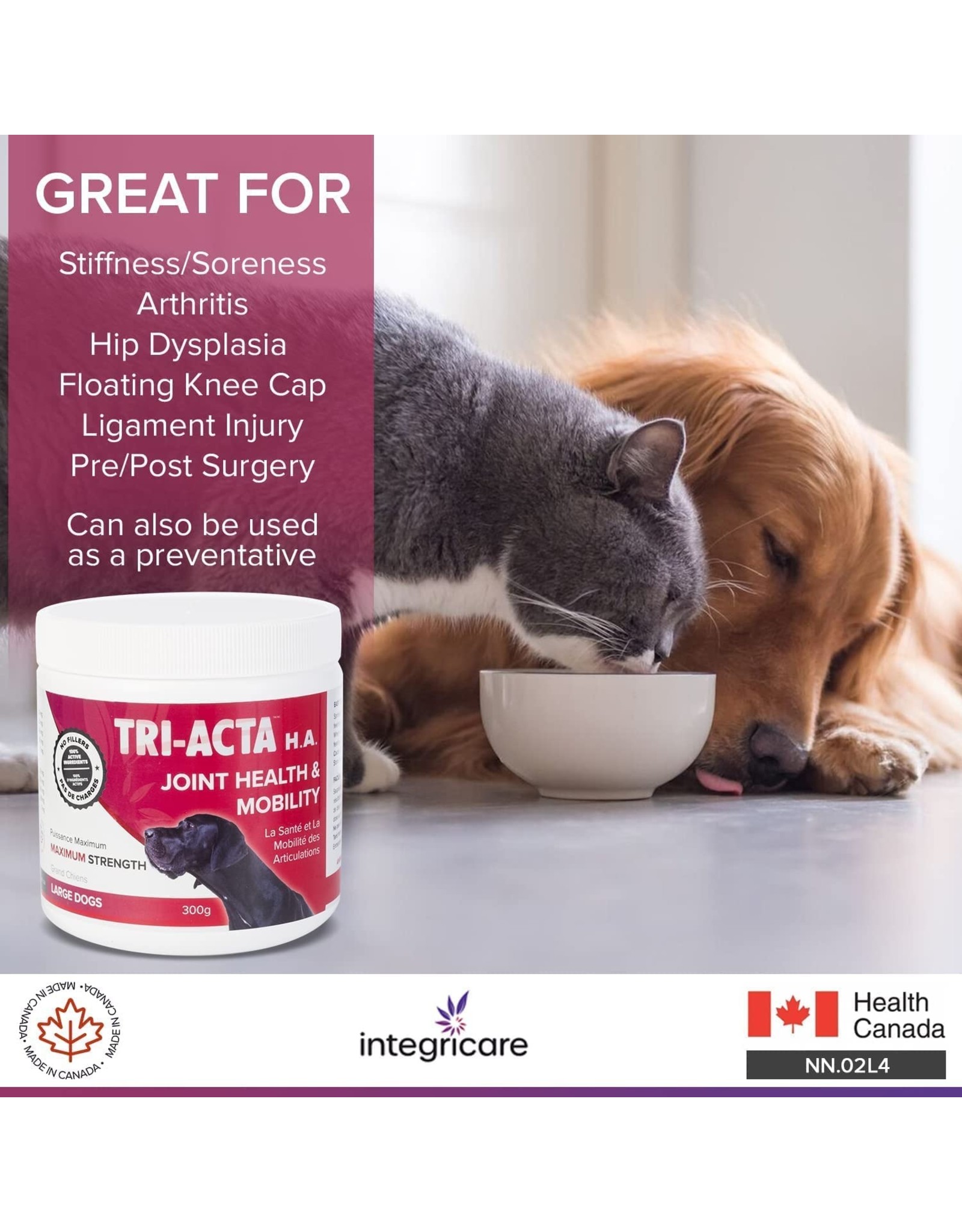 TRI-ACTA Tri-ActaH.A. Maximum Strength, Joint Supplement for Pets, with Hyaluronic Acid, Msm Powder, Chondroitin, and Glucosamine for Dogs and Cats
