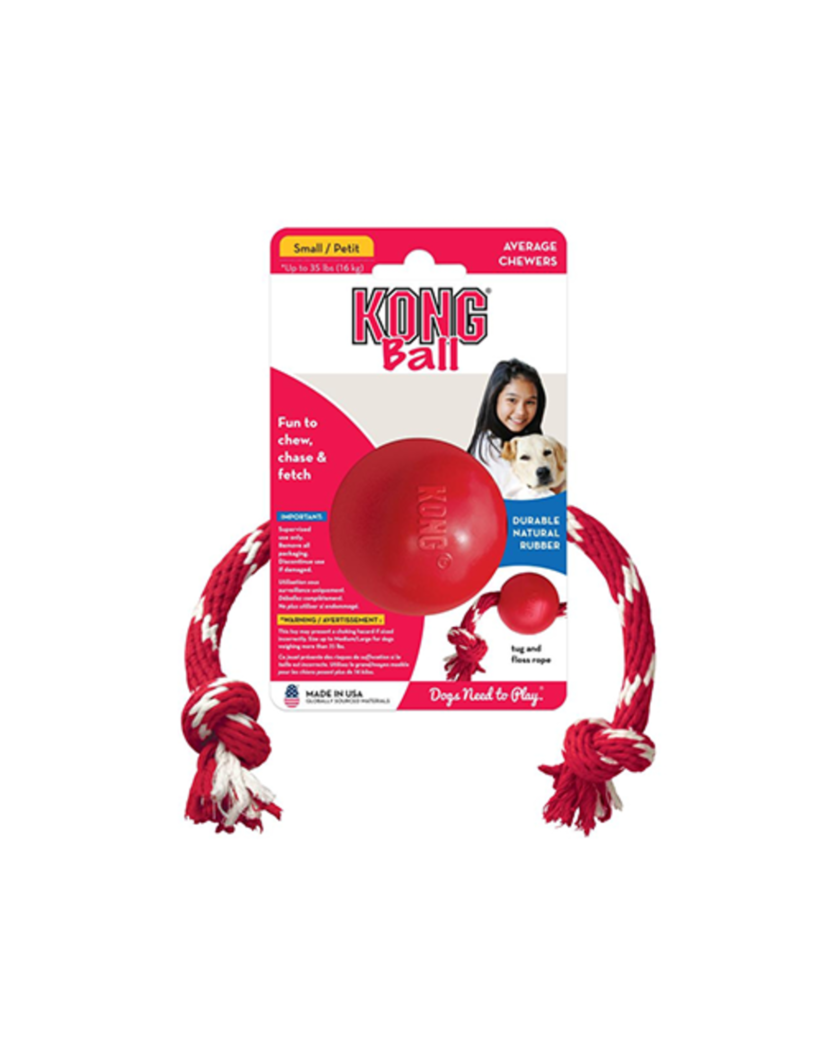 Kong® Ball with Rope  Dog Toy -Small
