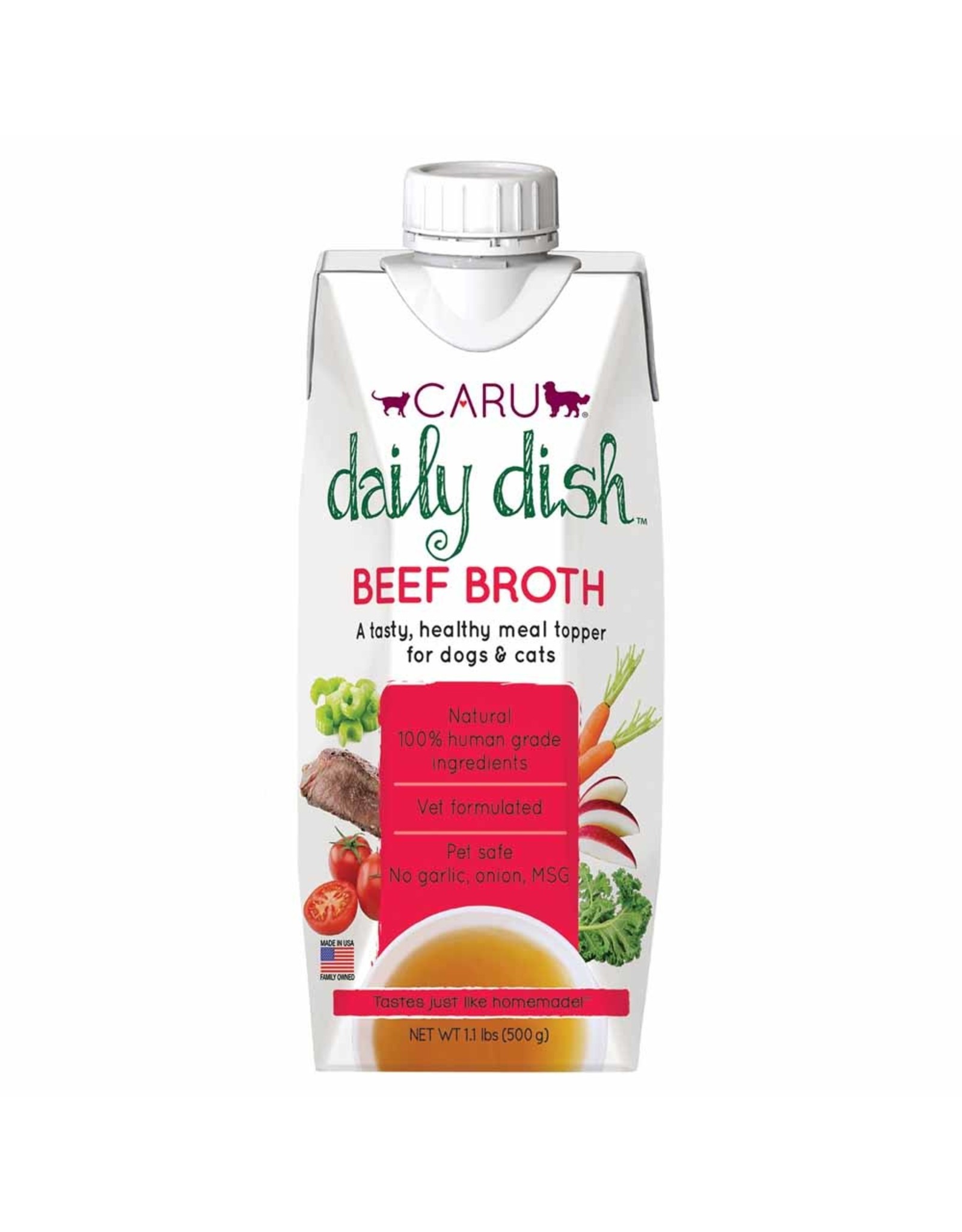 Caru Pet Food Caru Daily Dish Beef Broth meal topper for dogs and cats 17.6oz  single