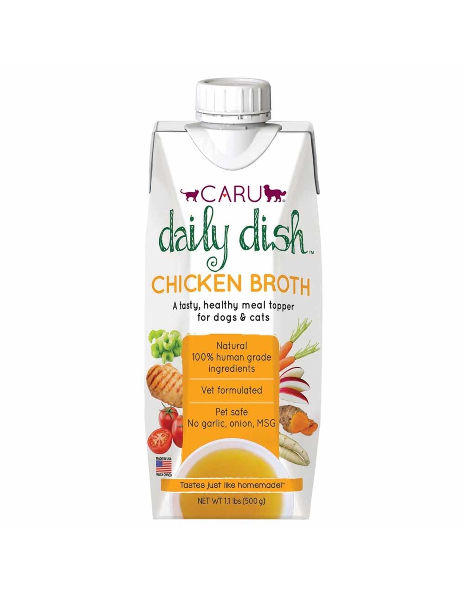 Caru Pet Food Caru Daily Dish Chicken Broth meal topper for dogs and cats 17.6oz  single