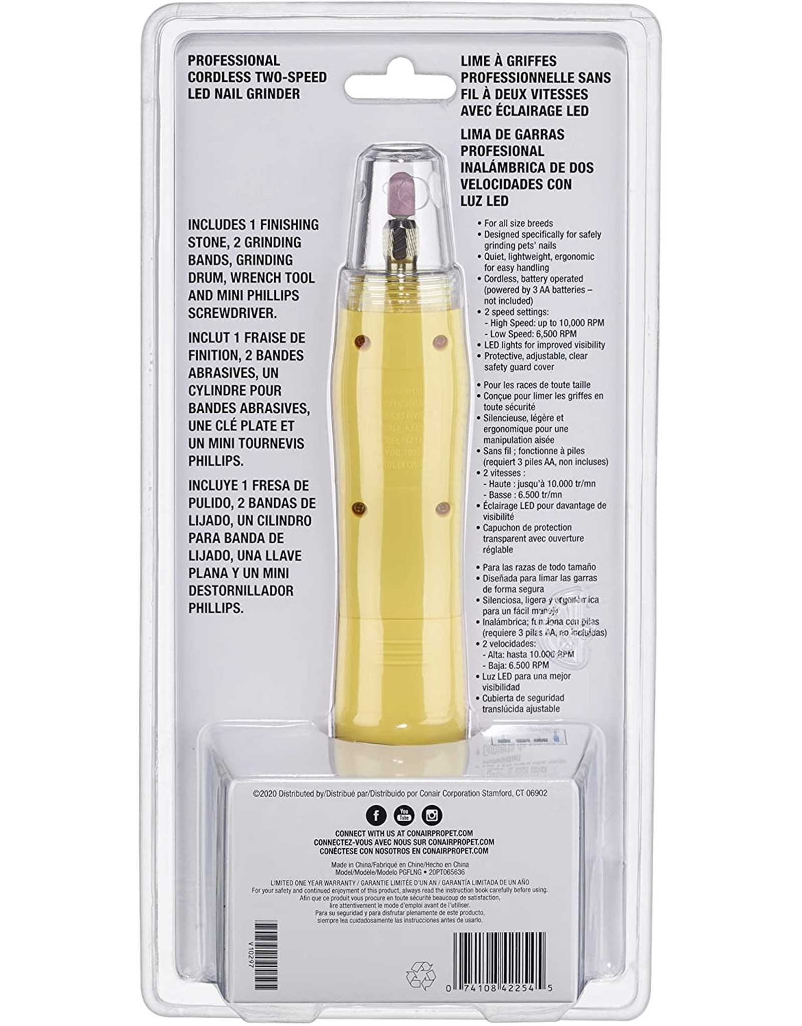 CONAIRPRO ConairPro Professional Cordless Two Speed LED Nail Grinder Dog 1X1PC