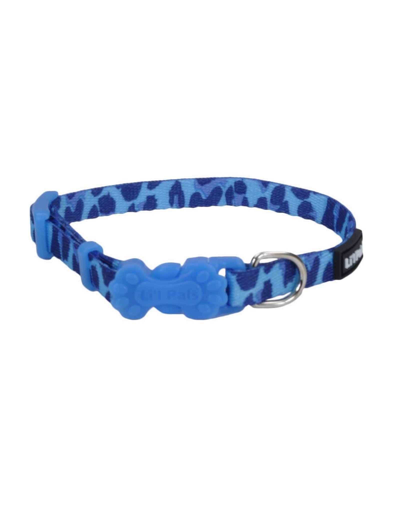 LI'L PALS Li'L Pals Adjustable Patterned Collar Blue Leopard Dog 1pc 5/16x6-8in