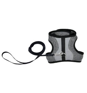Coastal Adjustable Cat Wrap Harness With Leash Grey Cat 1pc 9-14in