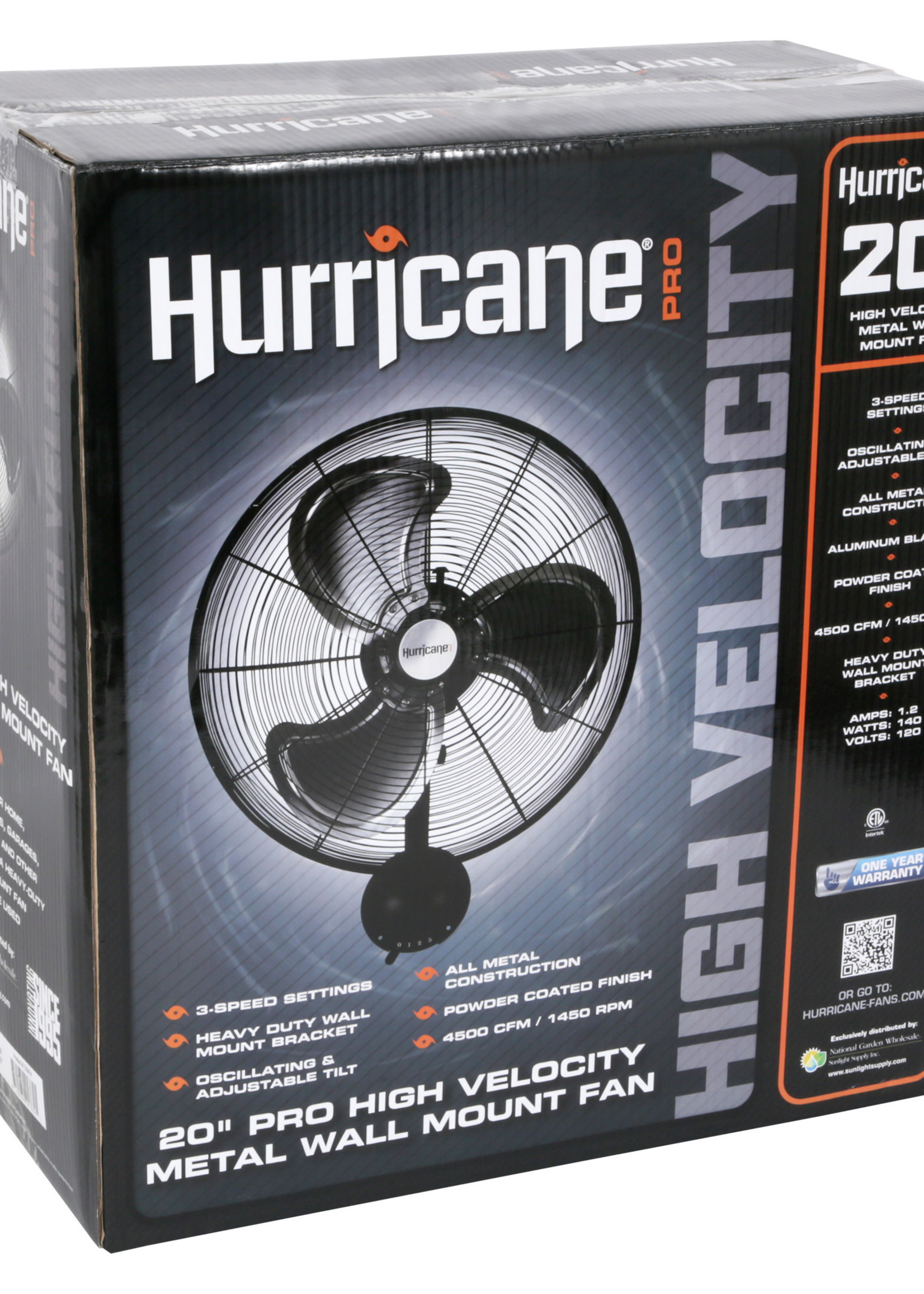 Hurricane Hurricane Pro High Velocity Oscillating Metal Wall Mount Fan 20 in
